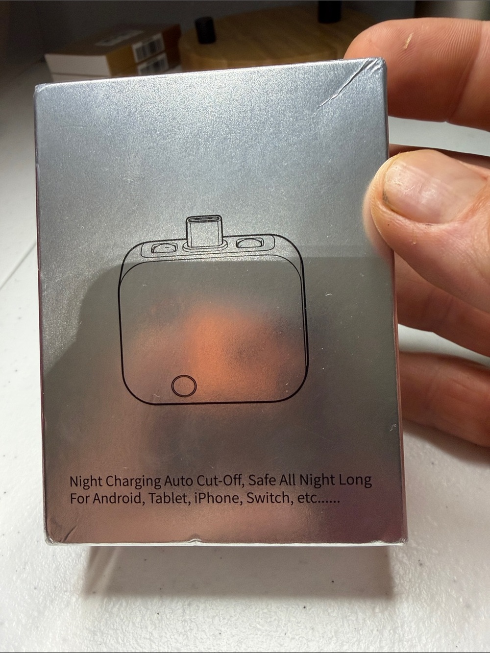 Universal Silver Night Charging Adapter for Android, iPhone, Tablet, Switch